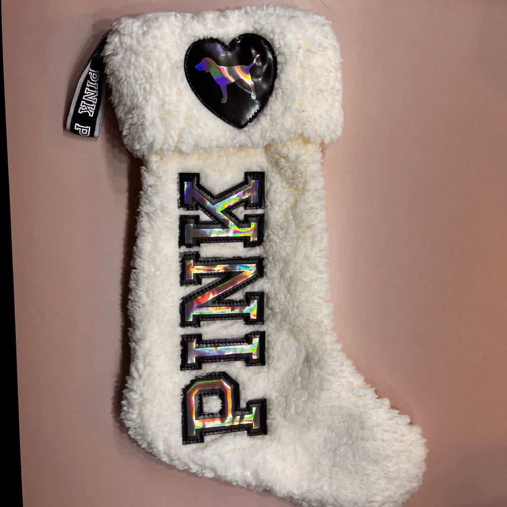 Holographic PINK Victoria’s secret Christmas Stocking Pink Dog Logo